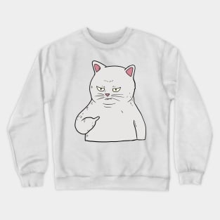 Grumpy white Cat Holding Middle Finger Crewneck Sweatshirt